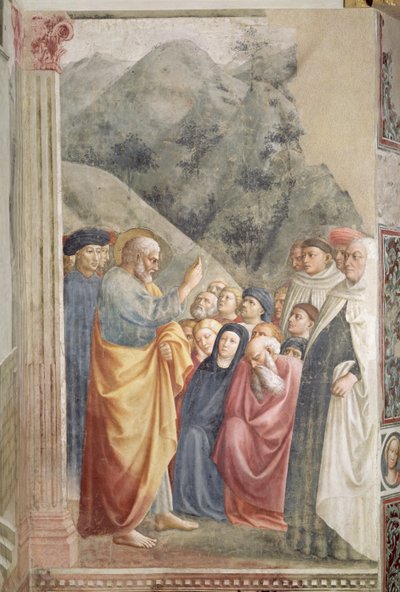 St. Peter predikt in Jeruzalem, ca. 1427 door Tommaso Masolino da Panicale